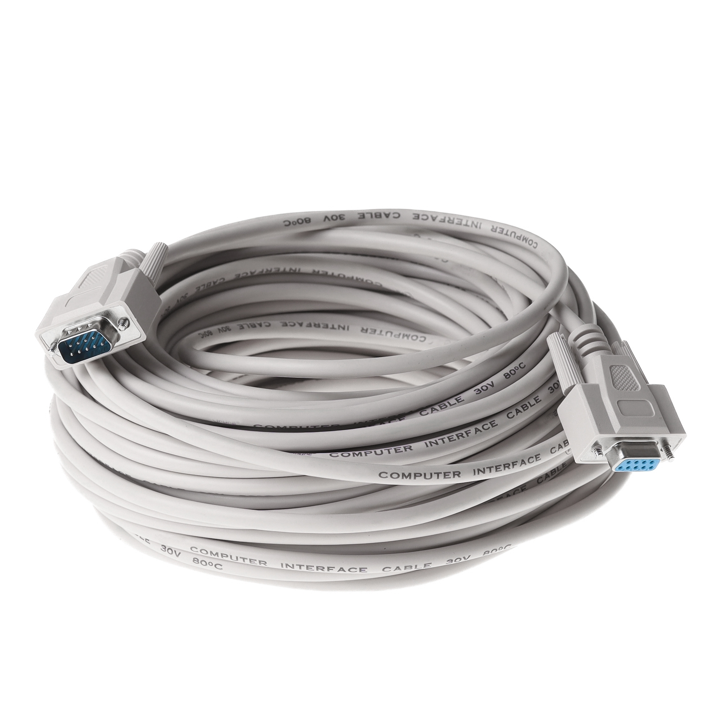 Serial cable DB9 male to DB9 female, 30m, e.g. for RS232