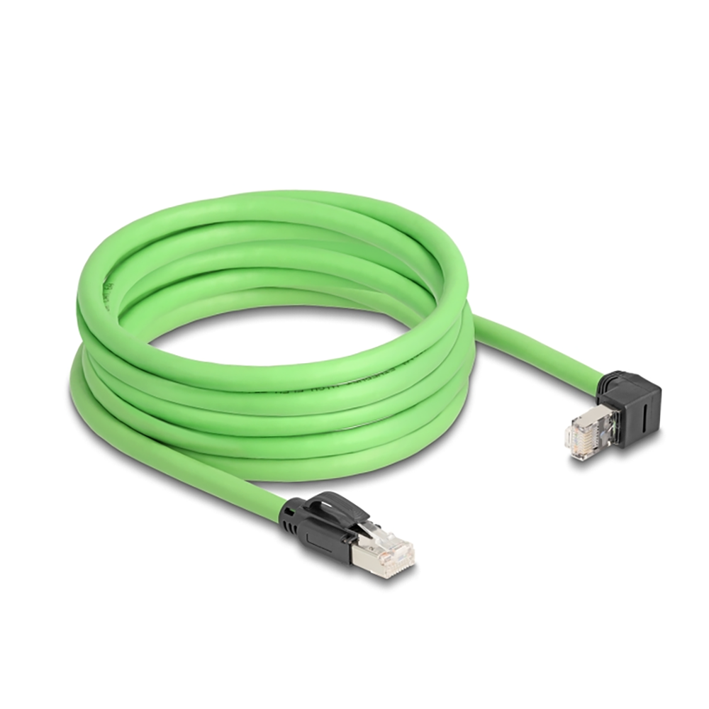 Cat.6A network cable 1x RJ45 angled UP, PUR (TPU), 5m