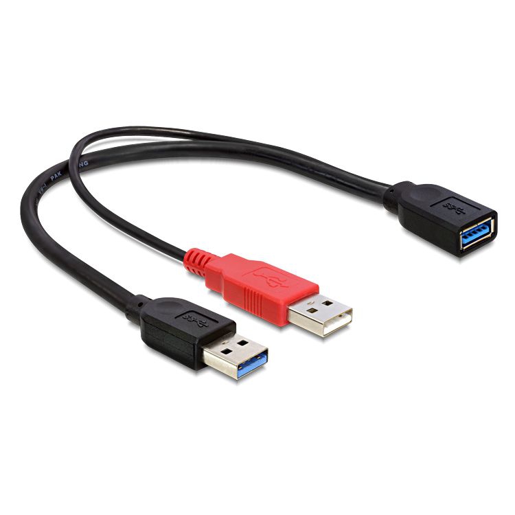 USB 3.0 DUAL power cable with 1x A female to 2x A male