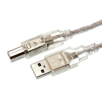 USB 2.0 cable PREMIUM QUALITY A-to-B silver translucent 5m