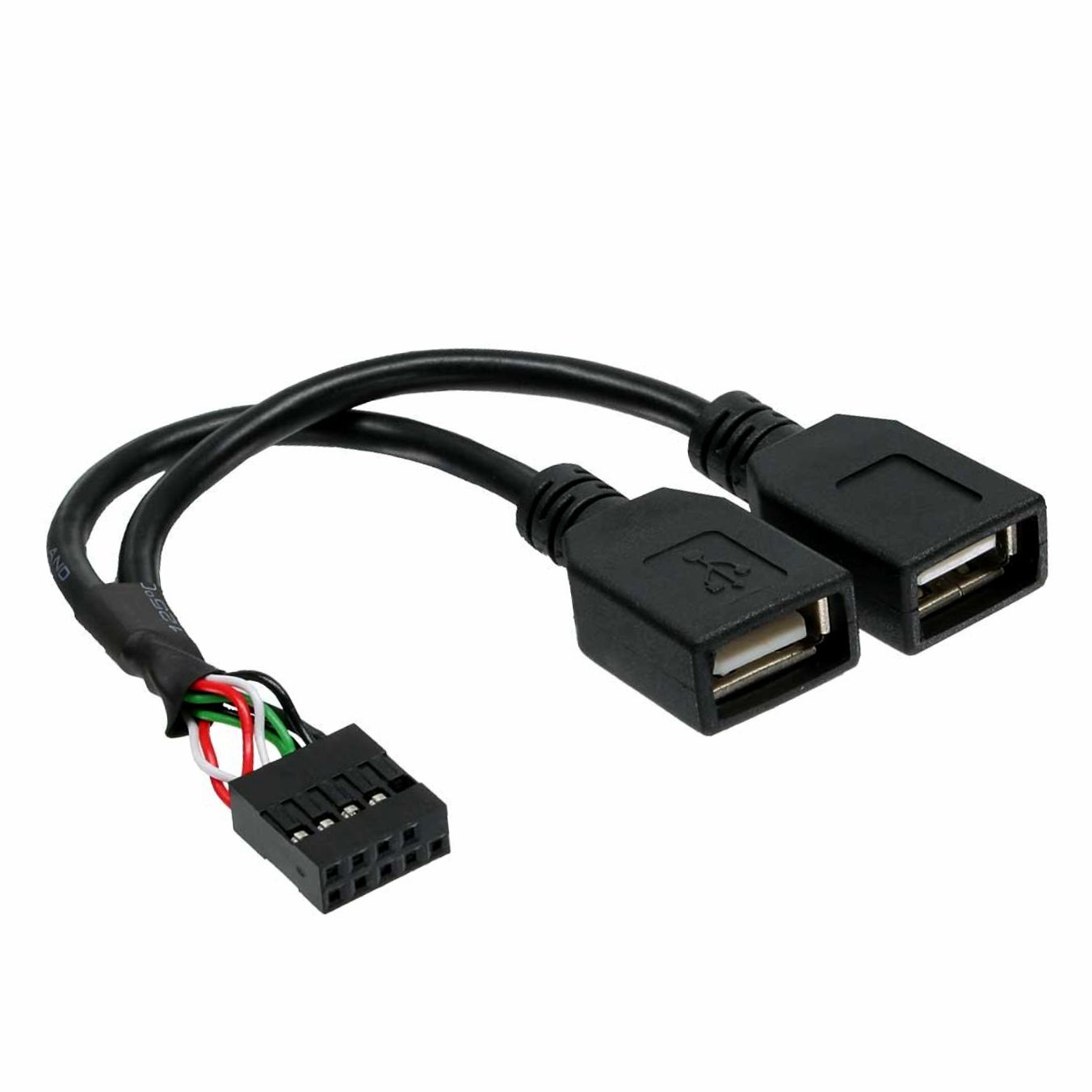USB 2.0 adapter cable 2x A female to pin header 10cont, about 15cm