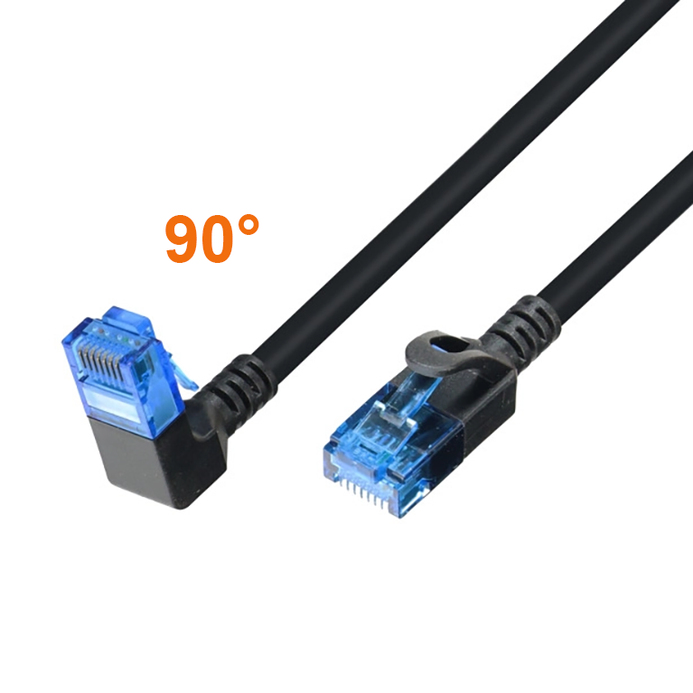 Cat.6A network cable 1x RJ45 angled UP, 1m