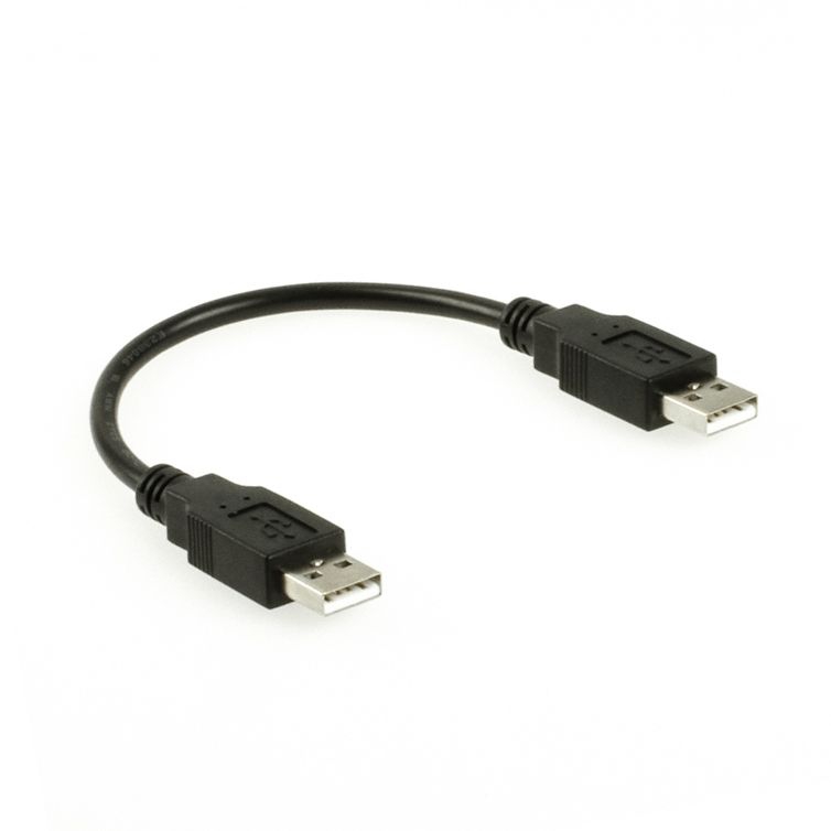 Special USB 2.0 cable with 2x plug USB A male 20cm BLACK