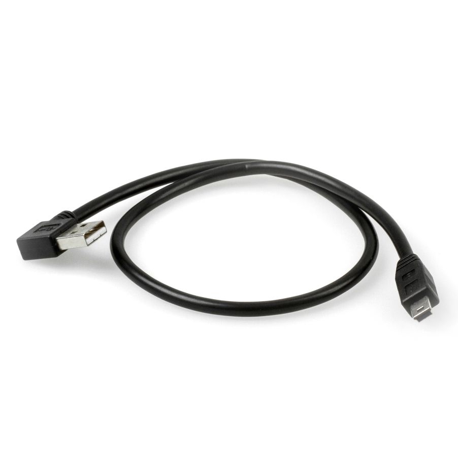 USB cable plug A angled LEFT to mini B 50cm
