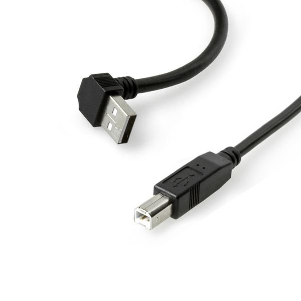 Short USB cable with right angled plug A 90° UP to B straight 30cm