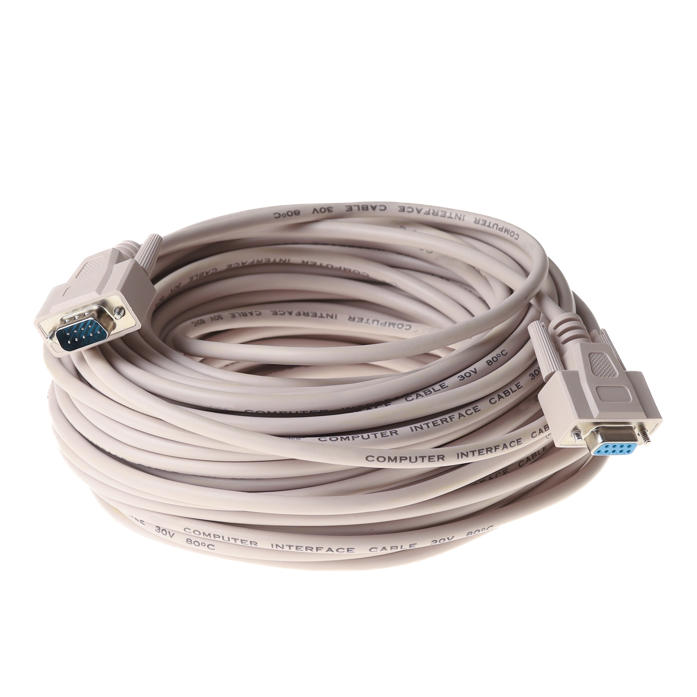 Serial cable DB9 male to DB9 female, 30m, e.g. for RS232