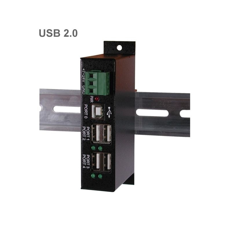 USB 2.0 HUB 4 ports DIN-RAIL metal case 19 inch type EX-1163HM
