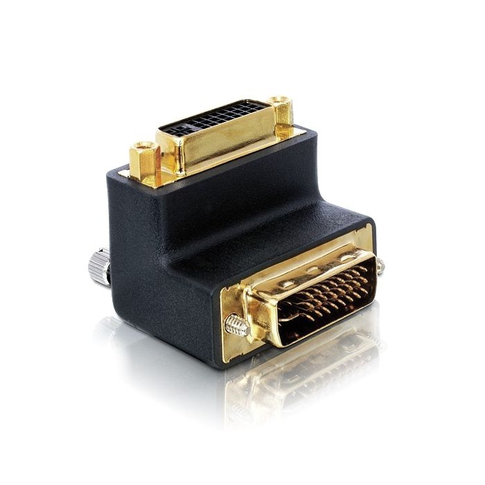 Angled adapter DVI-I 24+5 male-female, 90° RIGHT angled Angled adapter DVI-I 24+5 male-female, 90° RIGHT angled