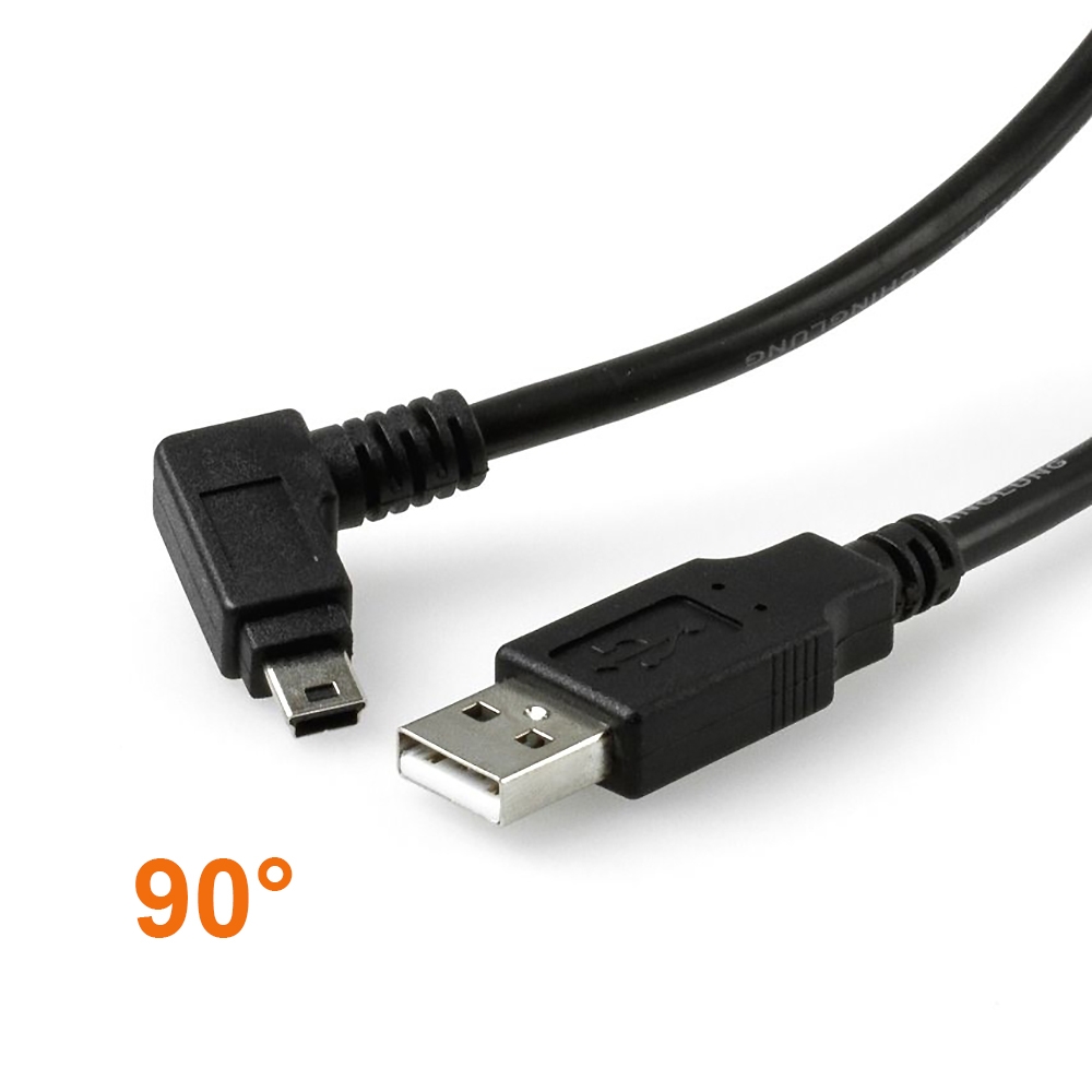USB 2.0 cable with Mini B plug RIGHT ANGLED, UL cable material, 2m