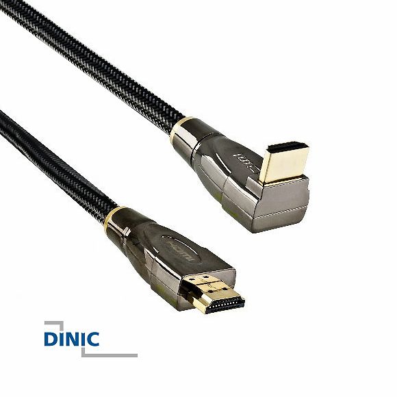 90° angled High Speed HDMI cable with Ethernet, premium quality + textile coating, 2m