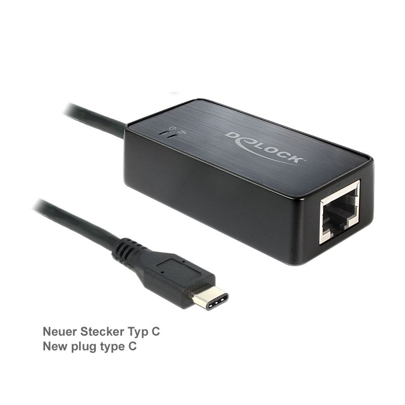 USB Ethernet adapter USB 3.1 with plug Type-C™, DELOCK 62642