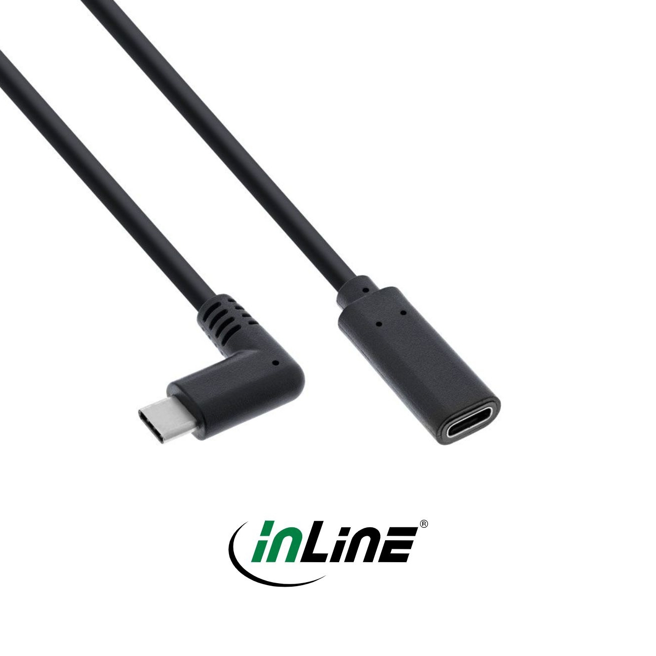 Extension cable USB Type-C™ male angled to C female, 3A, 1m