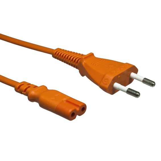 Orange power cord for Europe EURO8 plug 180cm Orange power cord for Europe EURO8 plug 180cm
