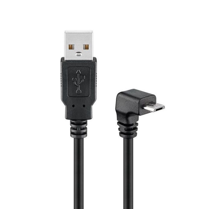 Angled MICRO USB cable: A male to Micro B 90° ANGLED DOWN 180m