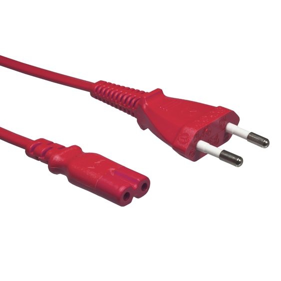 Red power cord for Europe EURO8 plug 180cm Red power cord for Europe EURO8 plug 180cm