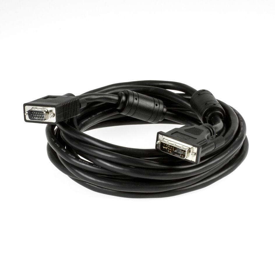 PC monitor cable, DVI male to VGA male, 5m