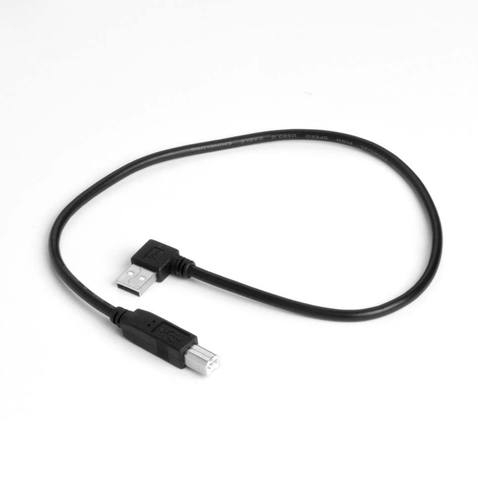 Short USB 2.0 cable AB, plug A angled to the RIGHT, 50cm
