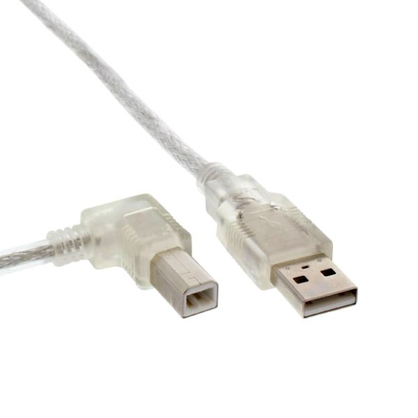 USB cable with plug B 90° angled RIGHT 5m