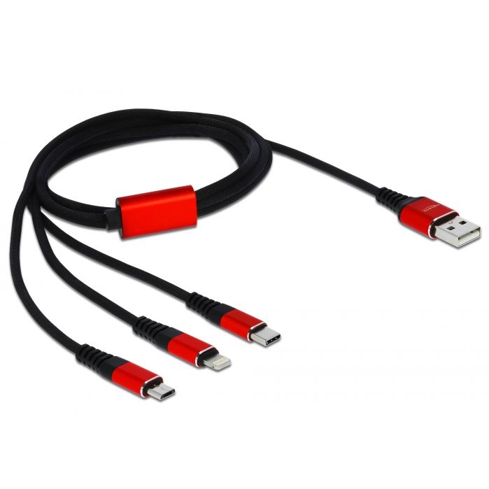 USB Charging Cable 3 in 1 for Lightning™ + Micro USB + USB Type-C™, 1m