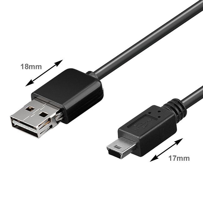 USB cable A to Mini B with small plugs 3m