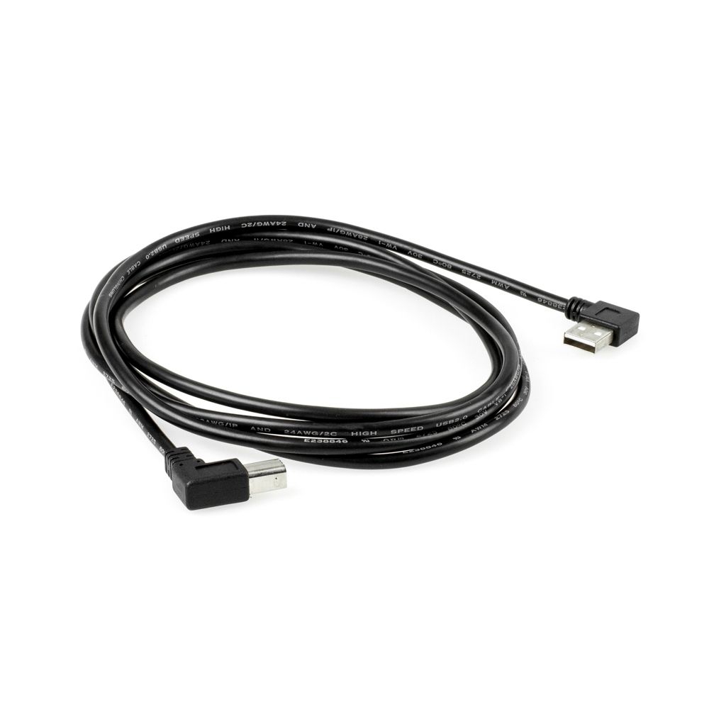 USB 2.0 cable AB, plug A angled LEFT, plug B angled LEFT, 2m