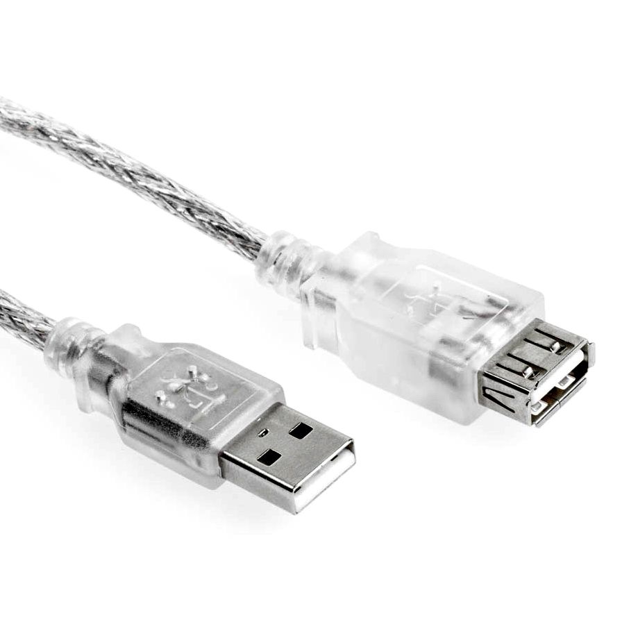 Short USB 2.0 extension cable A male to A female PREMIUM quality silver 50cm
