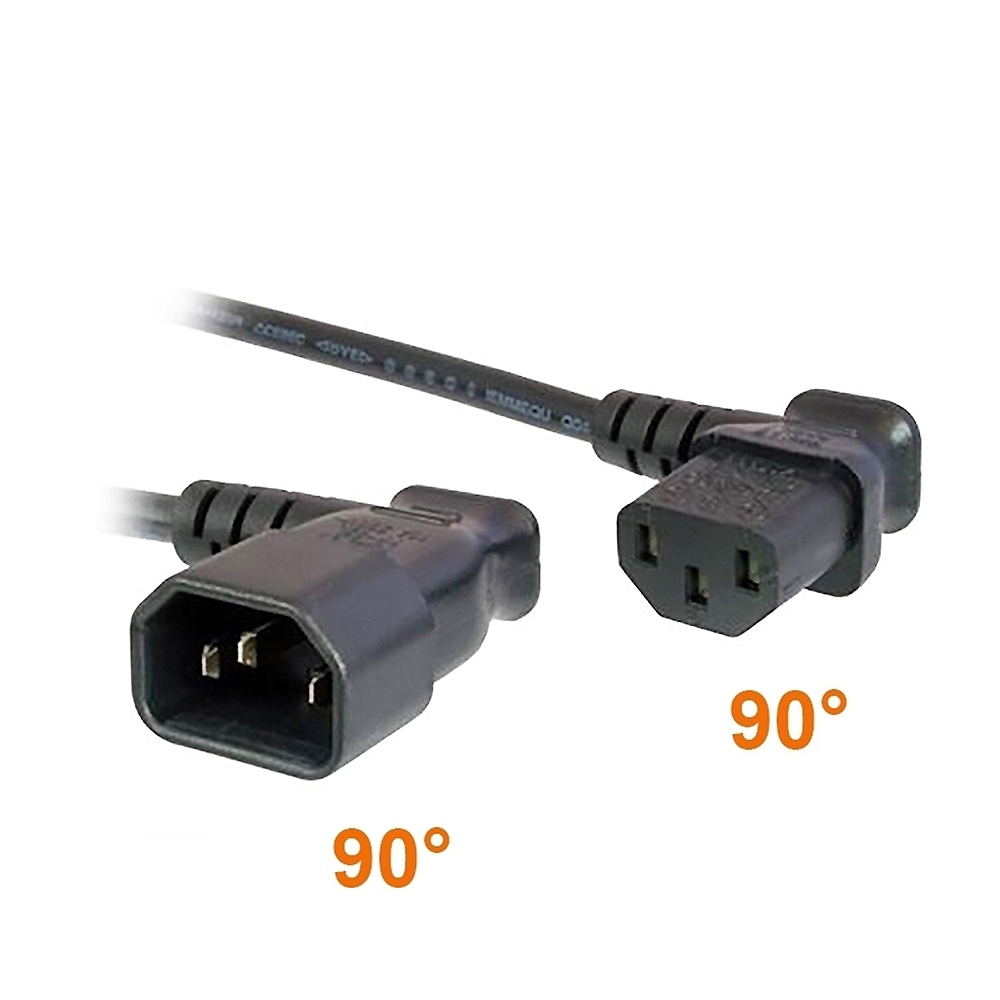 Power cord extension cable 2x angled C13-C14 40cm