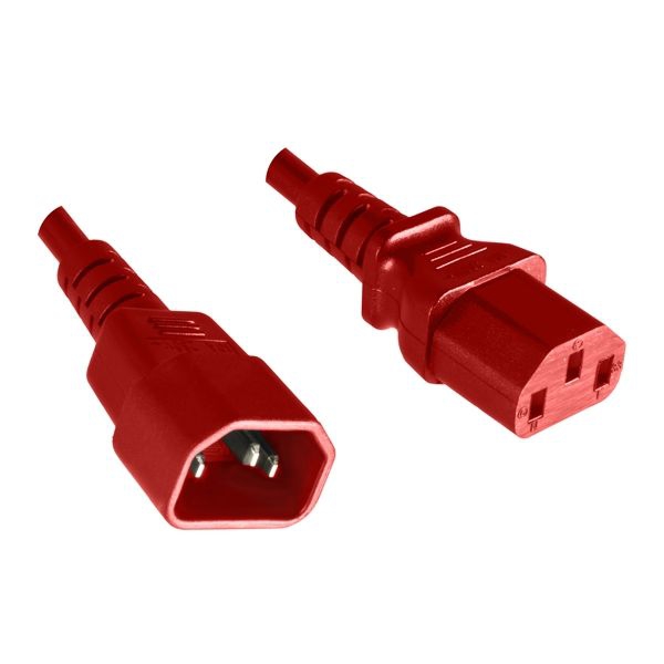 Power cord extension cable C13 to C14 in RED colour 1m