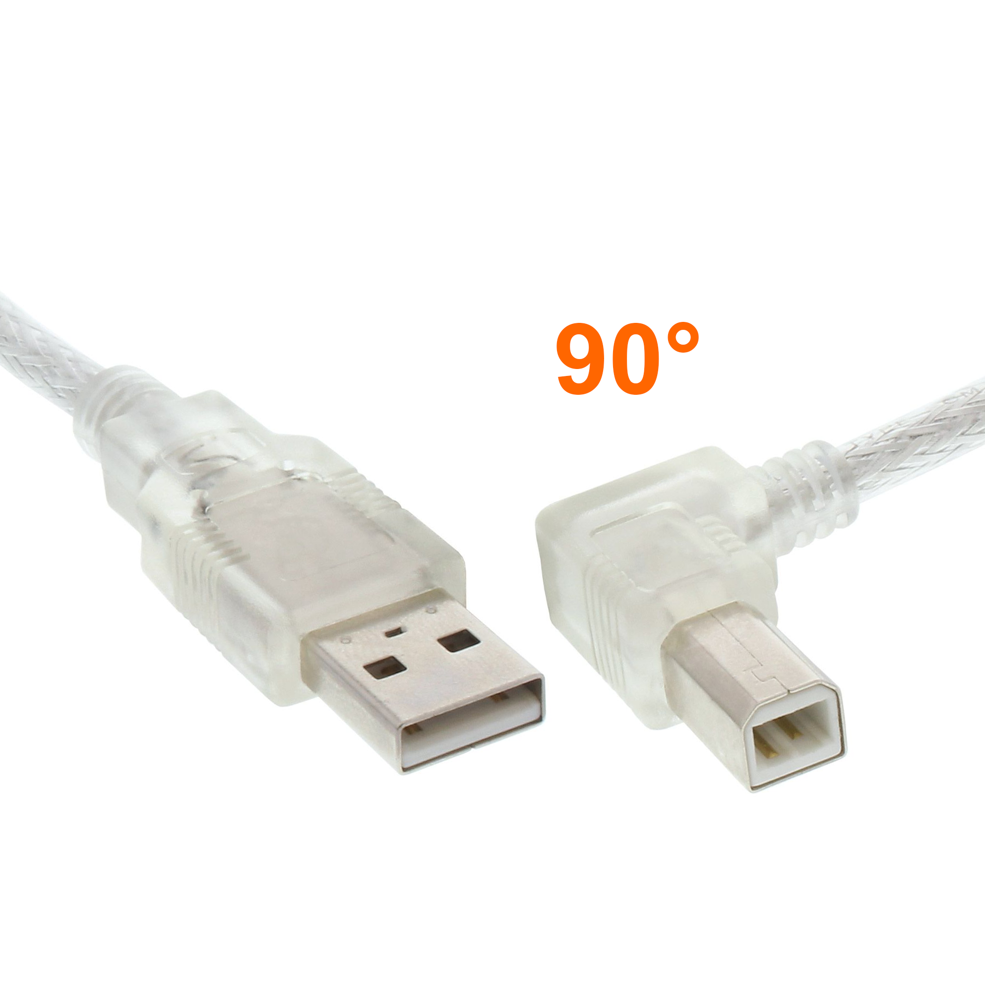 USB 2.0 cable with plug B 90° angled LEFT 50cm