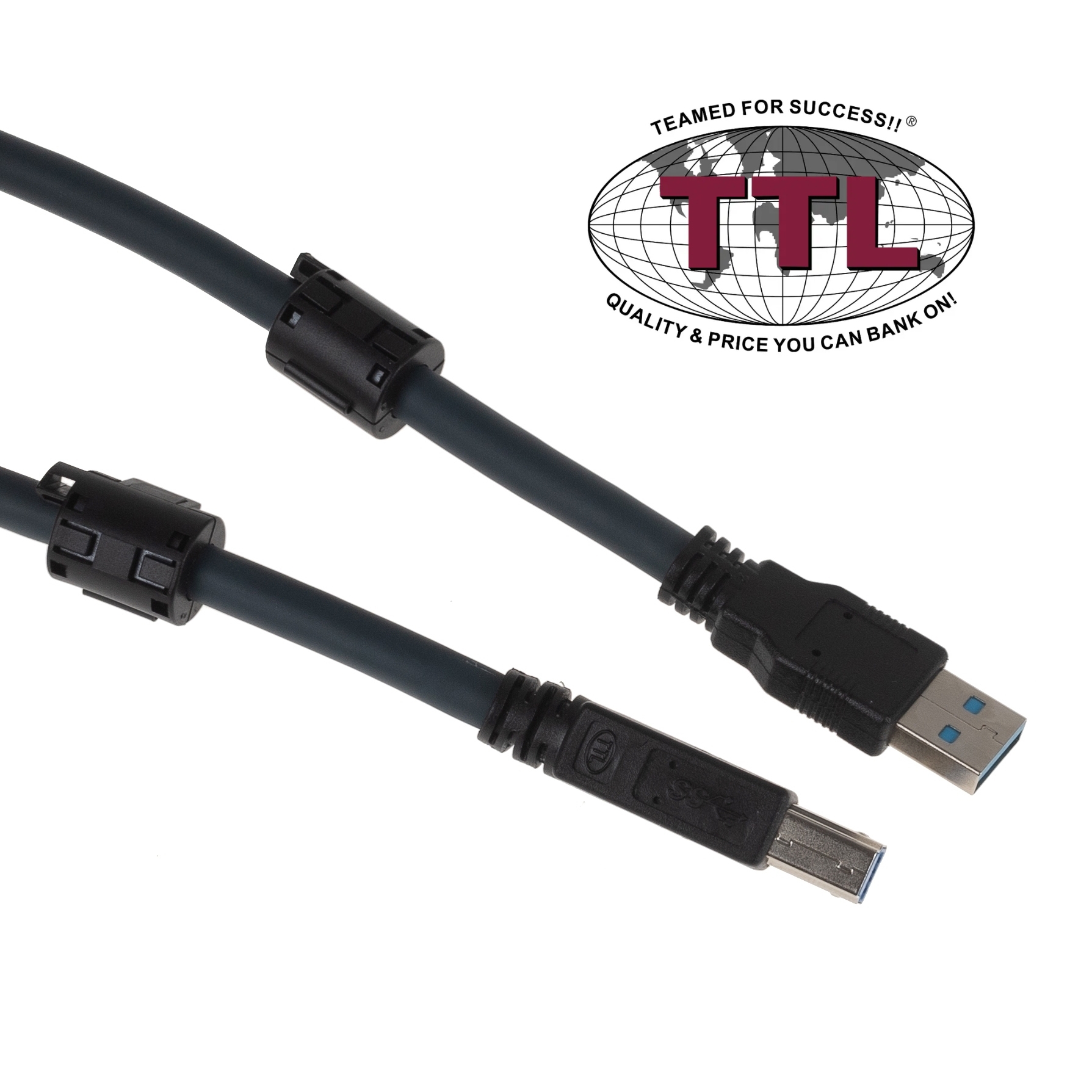 Flexible USB 3.0 cable quality PREMIUM+ with 2 ferrite cores INDUSTRIAL VERSION 50cm