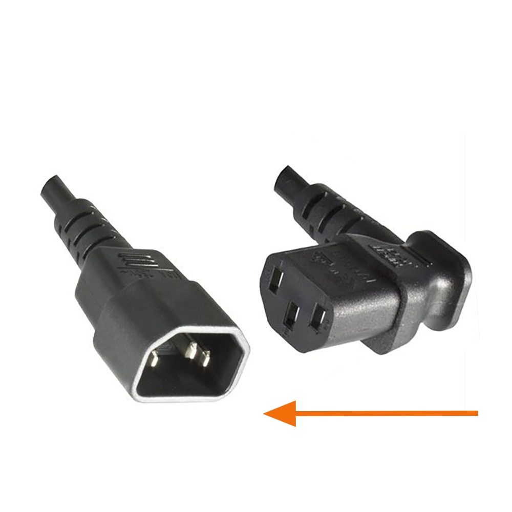 Power cord extension cable C13 angled to C14, 30cm