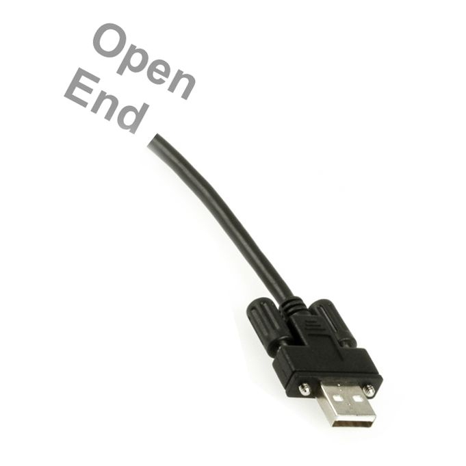 USB cable plug A with screws to open end 2m